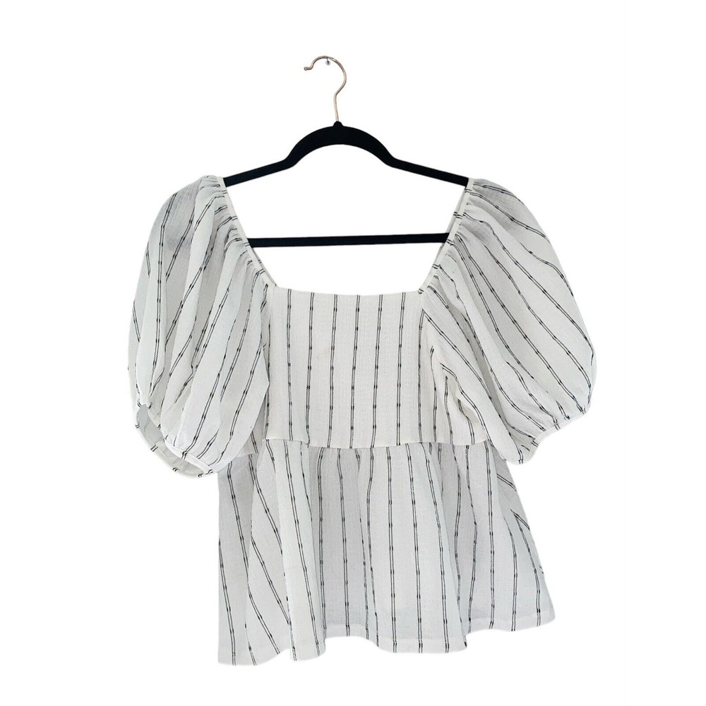Madewell Women's Puff-Sleeve Empire Top in White Size SMALL EUC